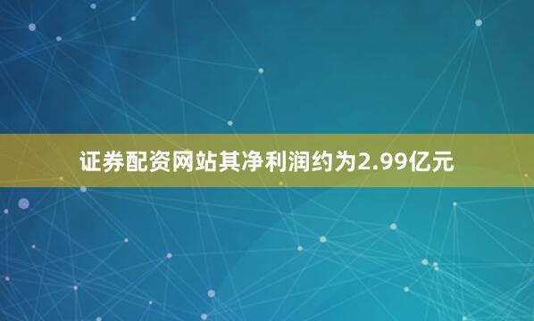 证券配资网站其净利润约为2.99亿元